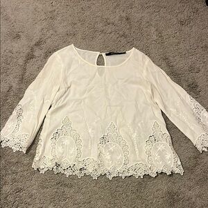 Elegant White Lace Women's Top